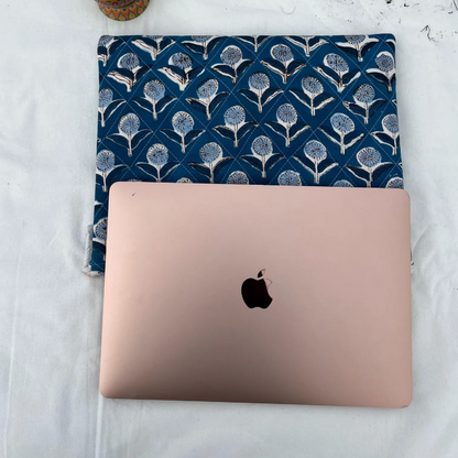 Indigo Hand Block Printed Quilted Envelope Laptop Sleeve