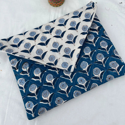 Indigo Hand Block Printed Quilted Envelope Laptop Sleeve